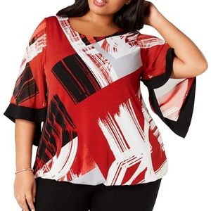 Alfani women’s red printed blouse 1X
